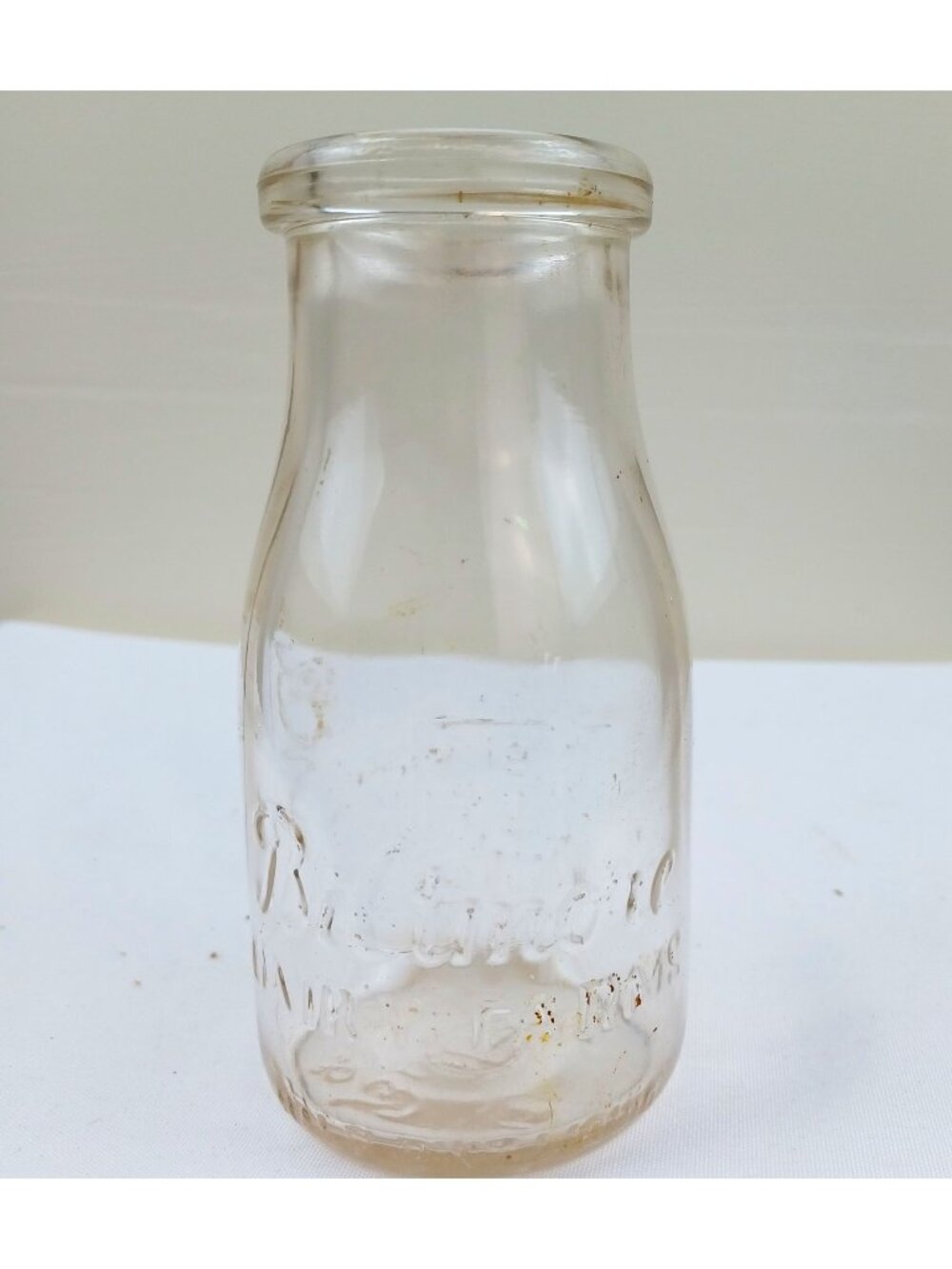 Vintage Biltmore Dairy Half Pint Milk Bottle Clear Glass Embossed Duraglas '53